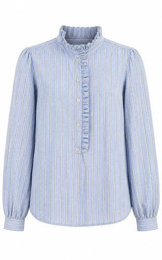 Luella Kinross Cotton Blouse Blue/Yellow Stripes