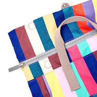 ROKA Canfield B Wide Multi Stripe Small Recycled Canvas Bag