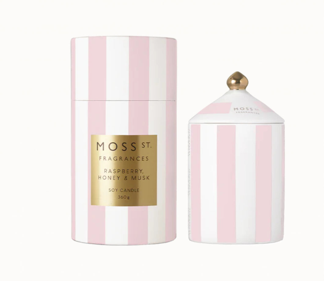 Moss St. Ceramic Candle 360g - Raspberry Honey & Musk Soy