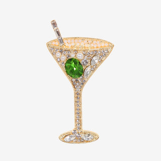 BROOCH MARTINI GLASS GREEN