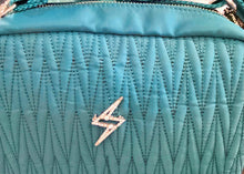 Load image into Gallery viewer, Sixton London - Rivington Teal Cross Over Bag with Lightening Bolt Removable Pin.
