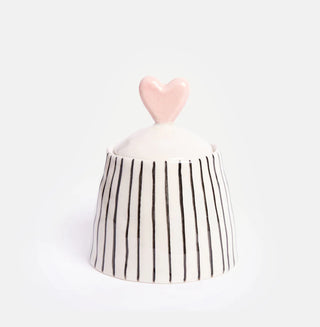 STRIPE SMALL JAR WITH HEART LID