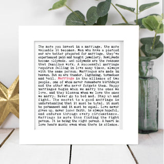 Marriage - Framed Print Wise Words