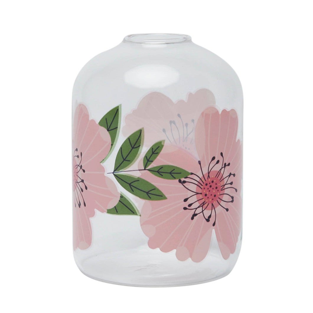 Borosilicate Glass Vase - Pink Rose