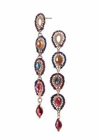 La Boho Parisienne Earrings - Navy, Berry & Ochre