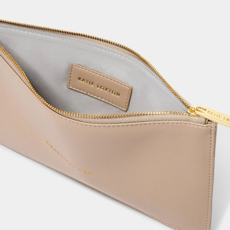 Katie Loxton Pouch Wonderful Mum in Light Taupe