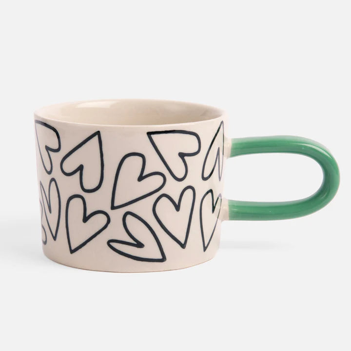 Mono Hearts Ceramic Mug