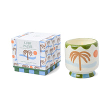 Load image into Gallery viewer, Paddywax Adopo 8 oz./226g Palm Tree Ceramic Candle - Lush Palms Boxed
