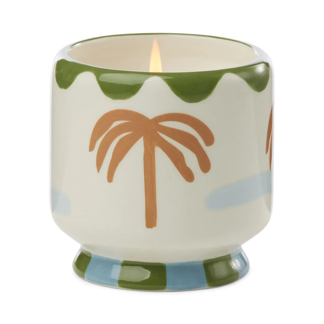 Paddywax Adopo 8 oz./226g Palm Tree Ceramic Candle - Lush Palms Boxed