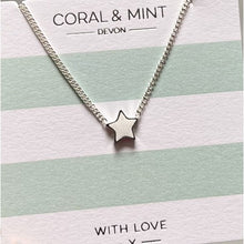 Load image into Gallery viewer, Coral &amp; Mint  Necklace with Glitter White Enamel Star
