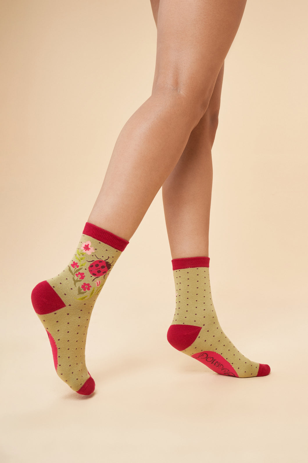 Ladybird Ankle Socks - Sage