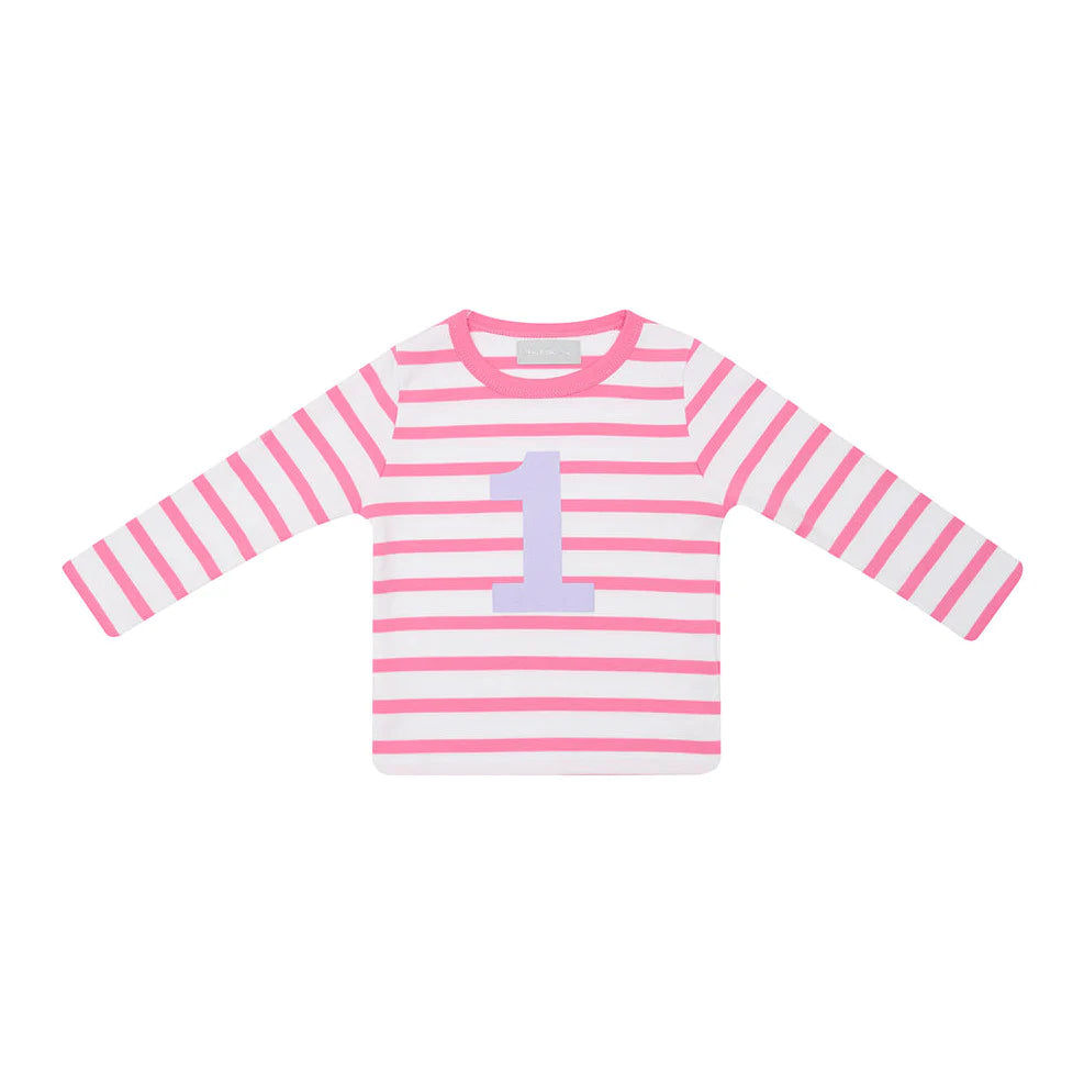 Bob & Blossom Hot Pink & White Breton Stripped T Shirt