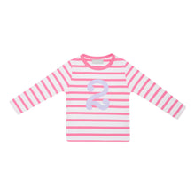 Load image into Gallery viewer, Bob &amp; Blossom Hot Pink &amp; White Breton Stripped T Shirt
