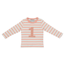 Load image into Gallery viewer, Bob &amp; Blossom Shrimp &amp; White Breton Striped T Shirt
