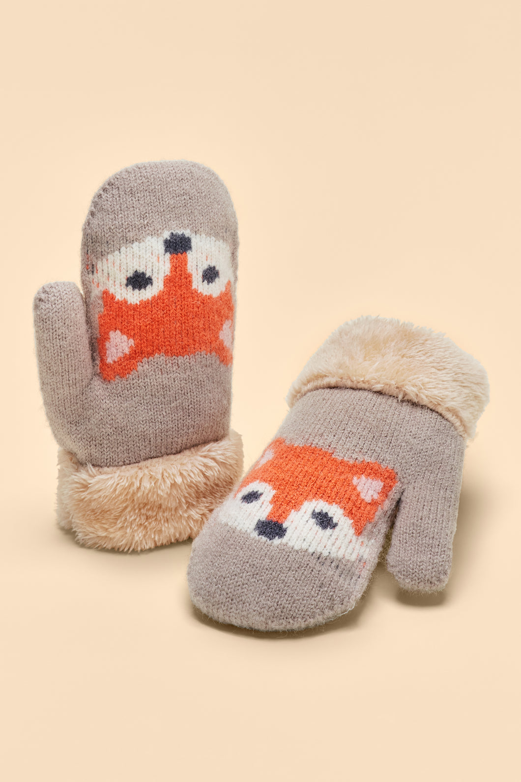 Powder Children’s Knitted Fox Gloves - Slate