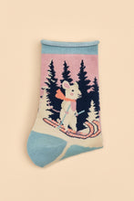 Load image into Gallery viewer, Powder Mouse On Skis Ankle Socks
