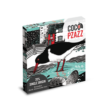 Load image into Gallery viewer, Coco Pzazz Fox &amp; Boo Oyster Catcher 70%Single Origin Ecuador Dark Chocolate Bar 80g
