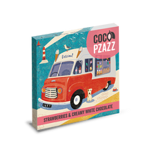 Load image into Gallery viewer, Coco Pzazz Rocket Ice Cream Van Strawberries &amp; Creamy White Chocolate Bar 80g
