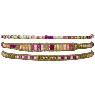 Leju Set Of 3 Glass Bead Bracelets
