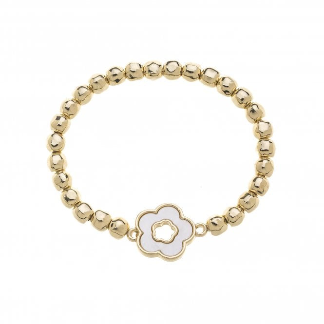 Park Lane White Clover Gold Plated Beaded Bracelet