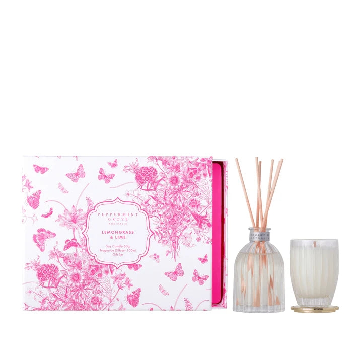 Peppermint Grove Lemongrass & Lime 60g Candle & 100ml Diffuser Set