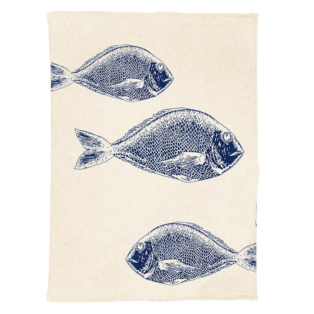 Selbrae House Linen Tea Towel- Fish Repeat