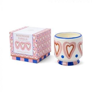 Paddywax Adopo 8 oz./226g Heart Ceramic Candle - Rosewood Vanilla- Boxed