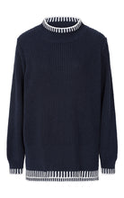 Load image into Gallery viewer, Luella Ali Blanket Trim Heavy Knit Jumper in Navy
