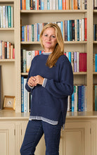 Load image into Gallery viewer, Luella Ali Blanket Trim Heavy Knit Jumper in Navy
