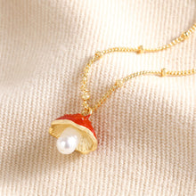 Load image into Gallery viewer, Lisa Angel 14 CT Gold Plated Pearl and Enamel Toadstool Charm Necklace in Gold
