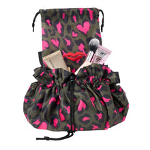 Load image into Gallery viewer, Donna May Open Flat Makeup Bag in Khaki &amp; Pink
