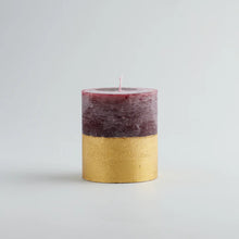 Load image into Gallery viewer, St Eval - Figgy Pudding Gold Half Dipped Pillar Candle
