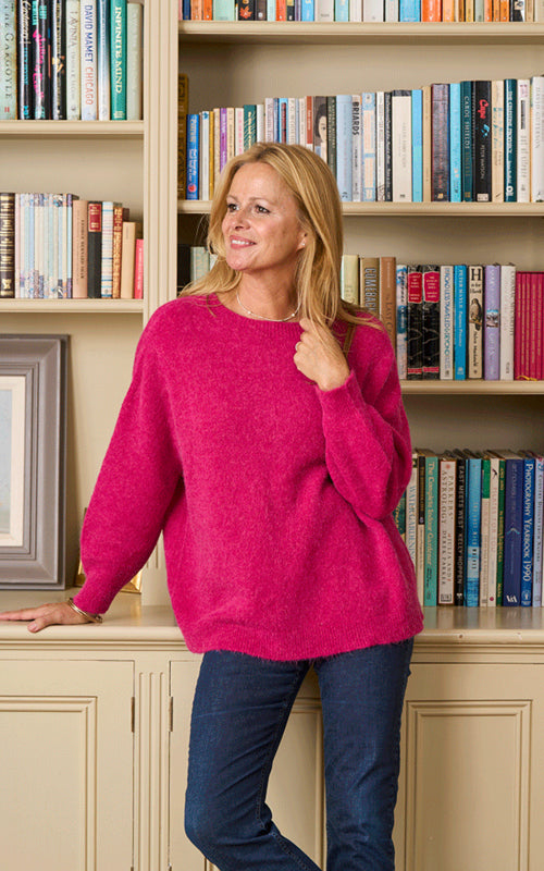 Luella Bettina Long Alpaca Jumper in Raspberry