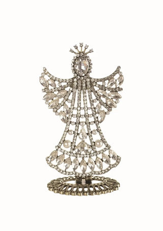 Hot Tomato - An Angel By My Side - Antique Gold /Clear Crystal Ornament