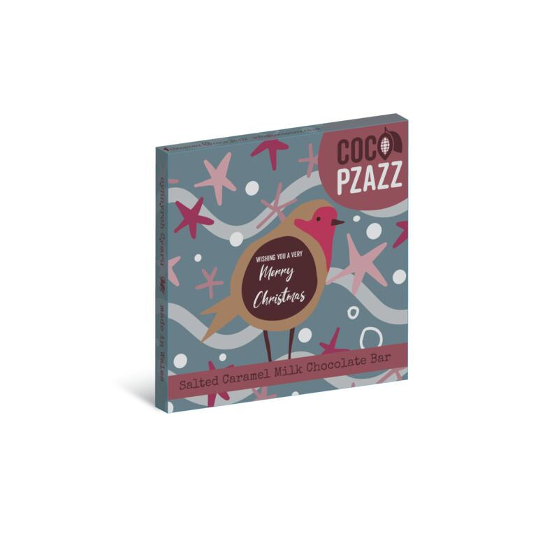 Coco Pzazz Christmas Salted Caramel Milk Chocolate Bar