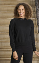 Load image into Gallery viewer, Madelene Cashmere Jumper Sequin Collar Black/Black
