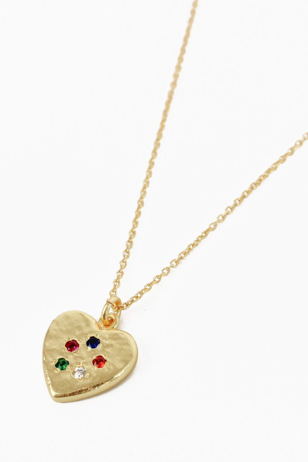 Gold Heart Gem Studded Hook Necklace