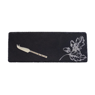 Single Mini Slate Cheese Board & Knife Set - Autumn Acorns