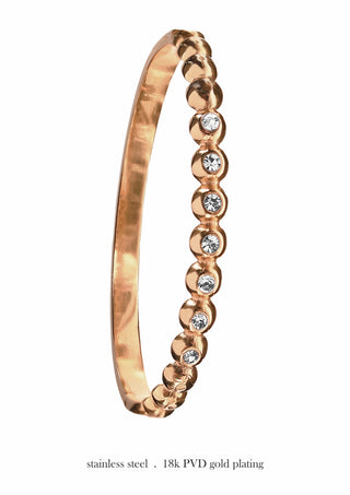 Bobbin Crystal Hinged Bangle - Stainless Steel with 18k Gold