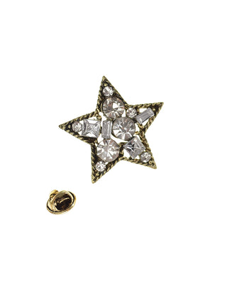 Hot Tomato Follow The North Star Pin - Antique Gold / Clear