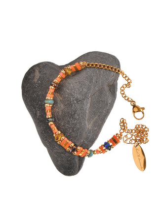 B - Miyuki Bead Blend + Chain - Stainless Steel/Satsuma