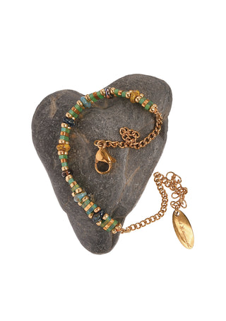 B - Miyuki Bead Blend + Chain - Stainless Steel/Sage