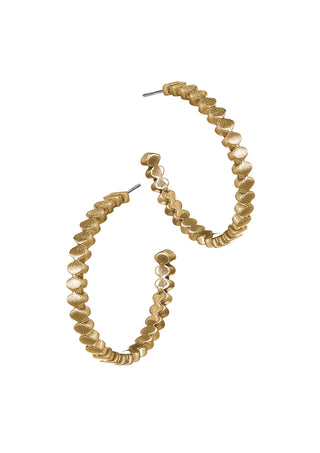Cog Hoop Earrings - Brushed Gold