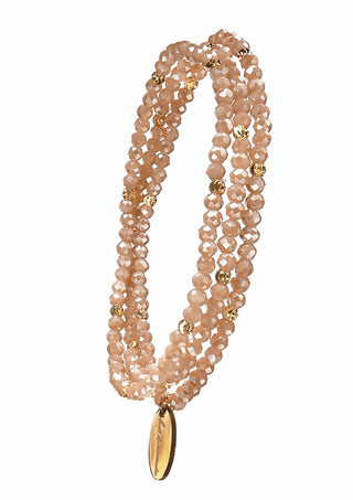 Three Strand Elasticated Bracelet - Cappuccino & Gold