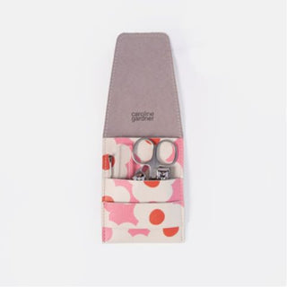 Pink and orange flower manicure set by Caroline Gardner