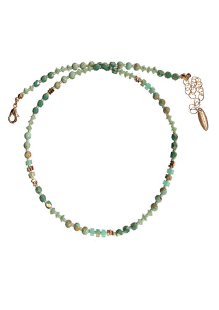 N - Stone & Crystal String - Turq/Gold