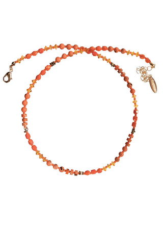 N - Stone & Crystal String - Coral/Gold