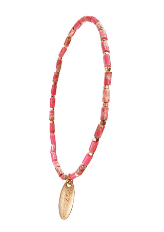 B - Stone Bugle Slips - Fuchsia/Gold