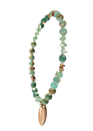 B - Stone & Crystal String - Turquoise/Gold
