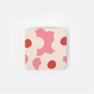 Pink flower square pocket mirror by Caroline Gardner
